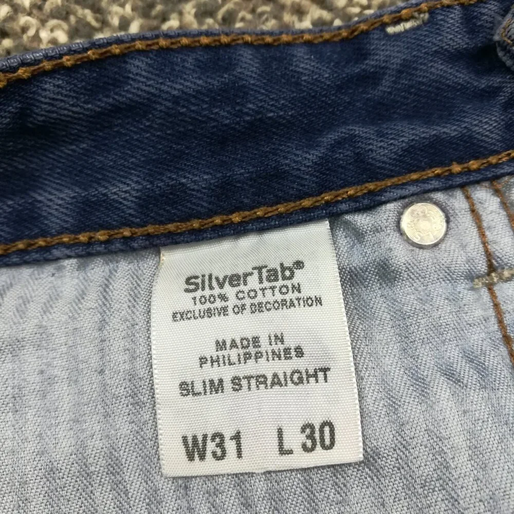 Vintage Y2K Levis SilverTab Jeans Slim Straight 31x32 (Fits 32x32) Flap Pockets
